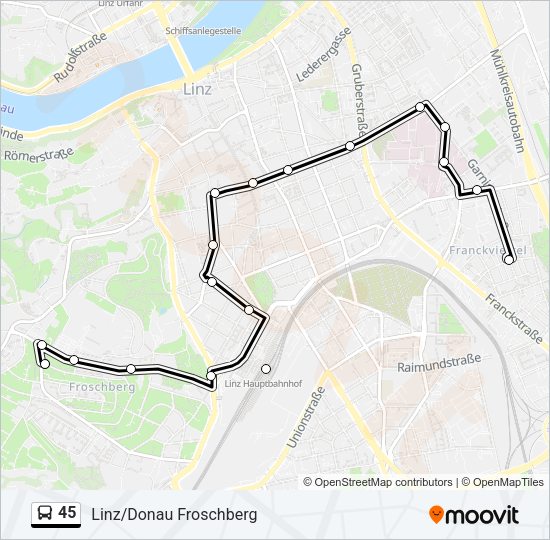 Buslinie 45 Karte