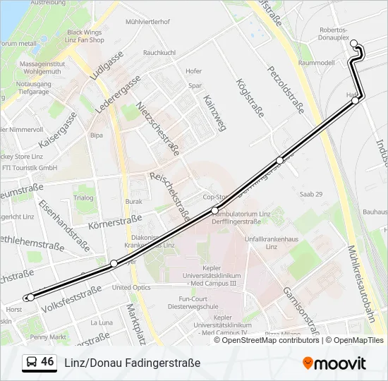 46 Bus Line Map