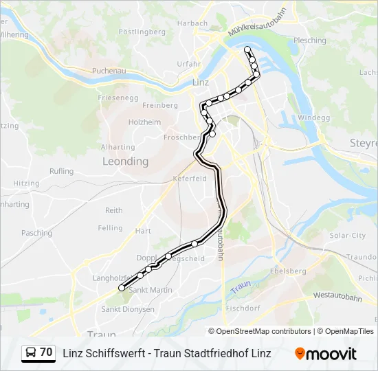 70 Bus Line Map