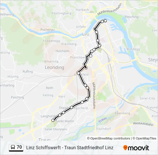 70 Bus Line Map