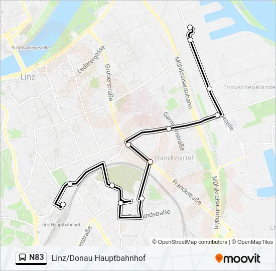 N83 Bus Line Map