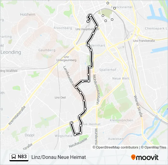 N83 Bus Line Map