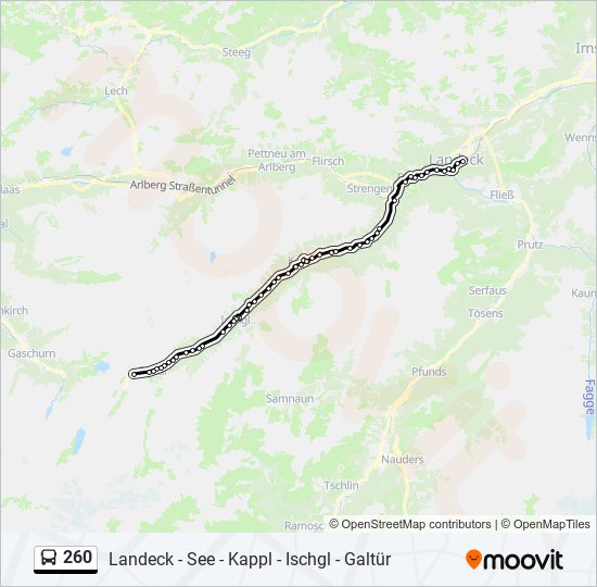 260 Route: Schedules, Stops & Maps - Galtür Wirl/Birkhahnbahn (Updated)