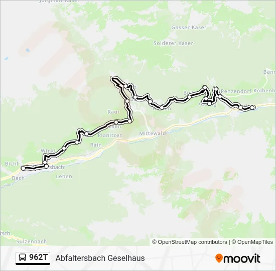 962T Bus Line Map