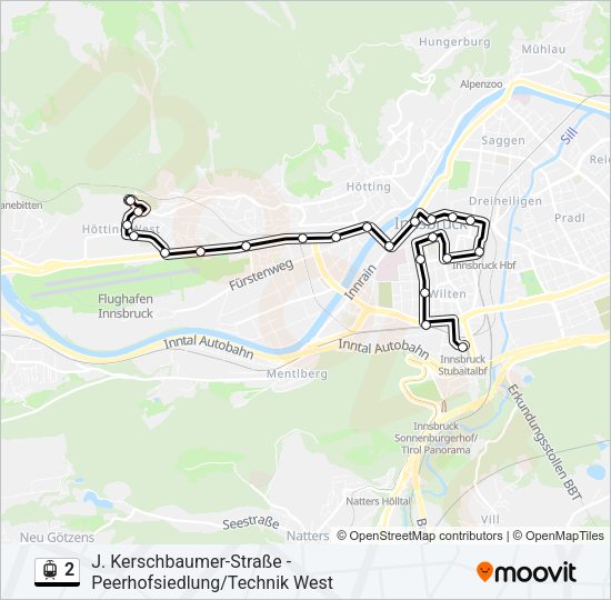 Straßenbahnlinie 2 Karte