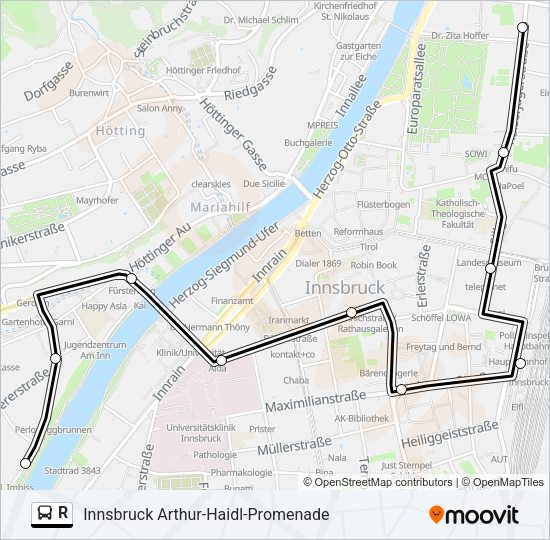 R Bus Line Map