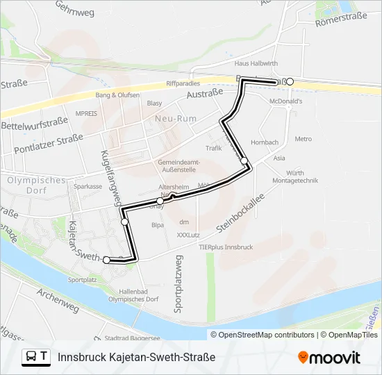 T Bus Line Map