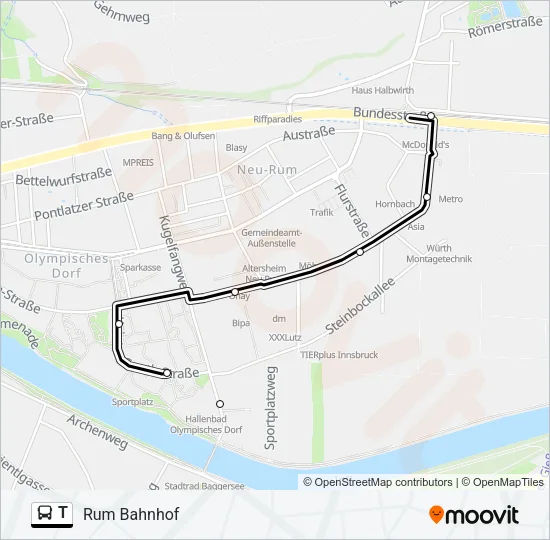 T Bus Line Map