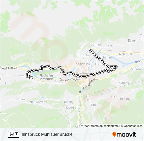 T Bus Line Map
