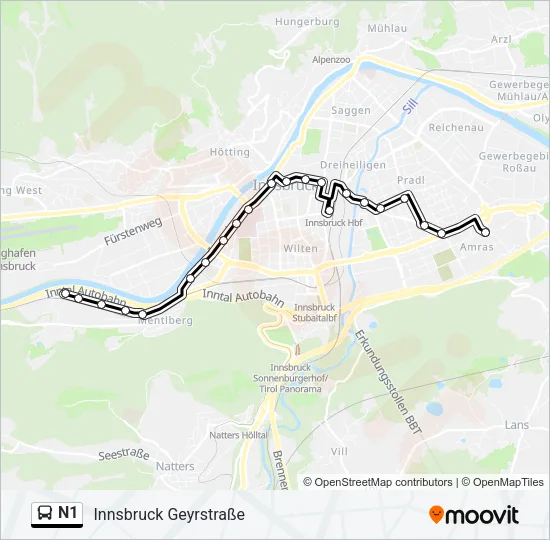 N1 Bus Line Map