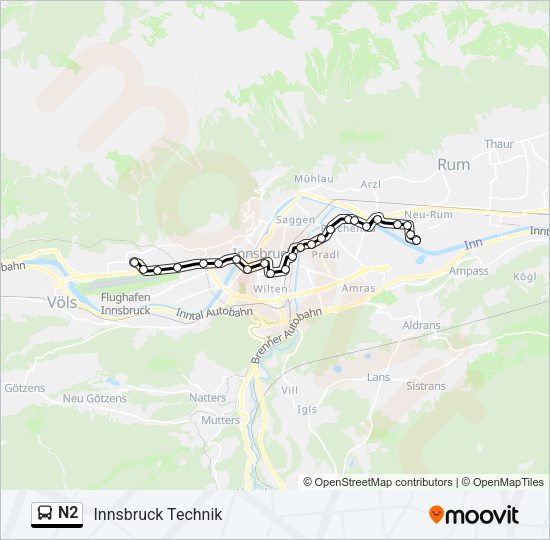 N2 Bus Line Map