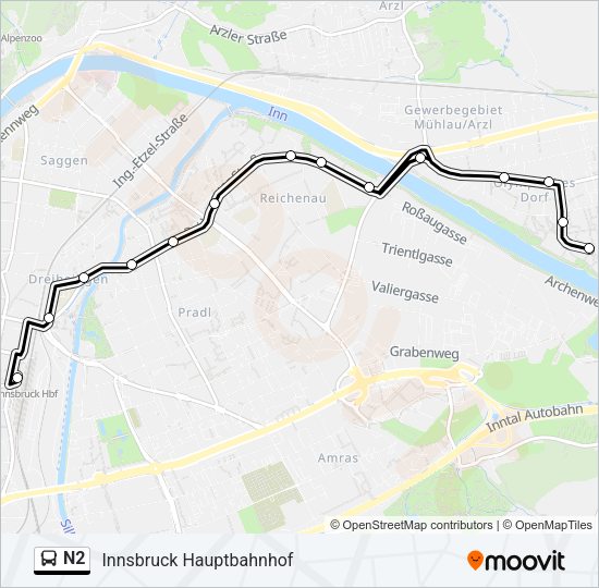 N2 Bus Line Map