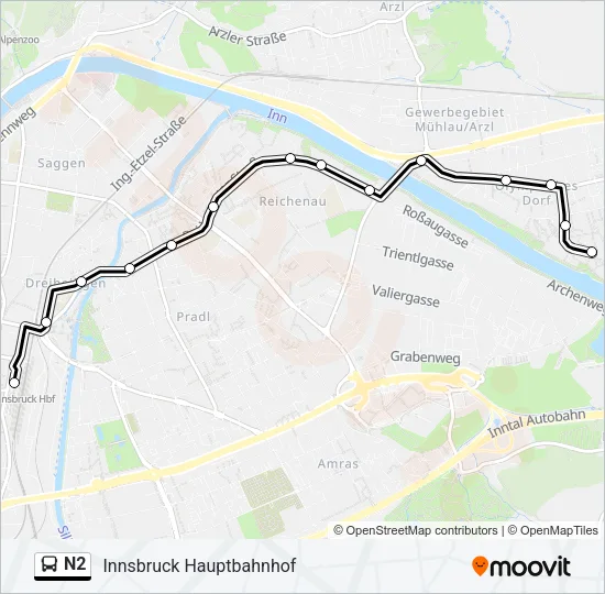N2 Bus Line Map