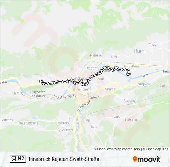 Buslinie N2 Karte