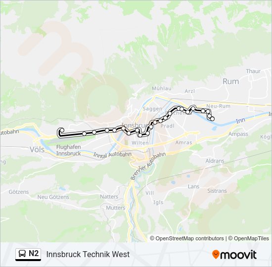 N2 Bus Line Map