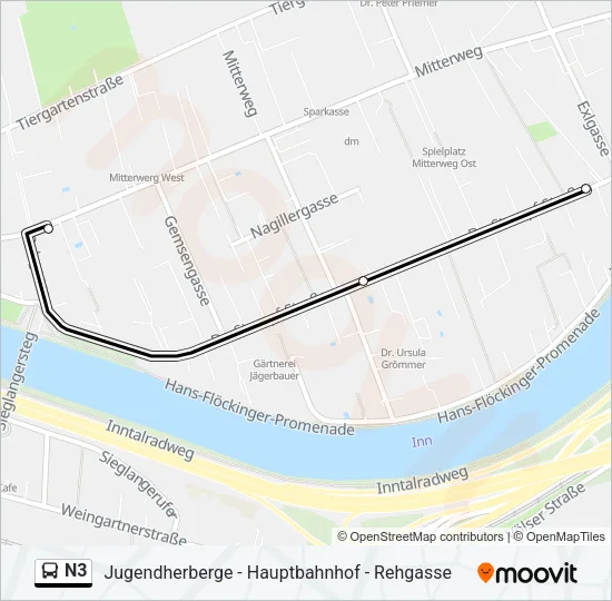 N3 Bus Line Map