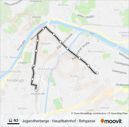 N3 Bus Line Map