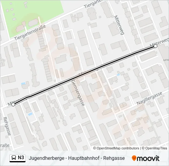 N3 Bus Line Map