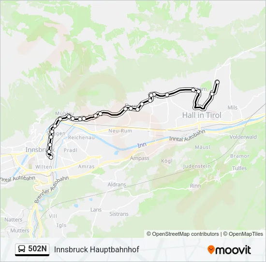 502N Bus Line Map