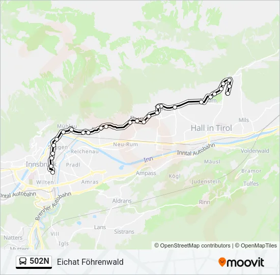 502N Bus Line Map