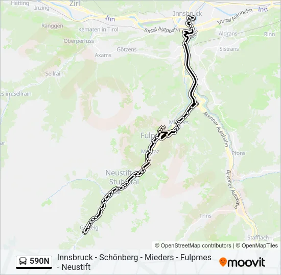 590N Bus Line Map