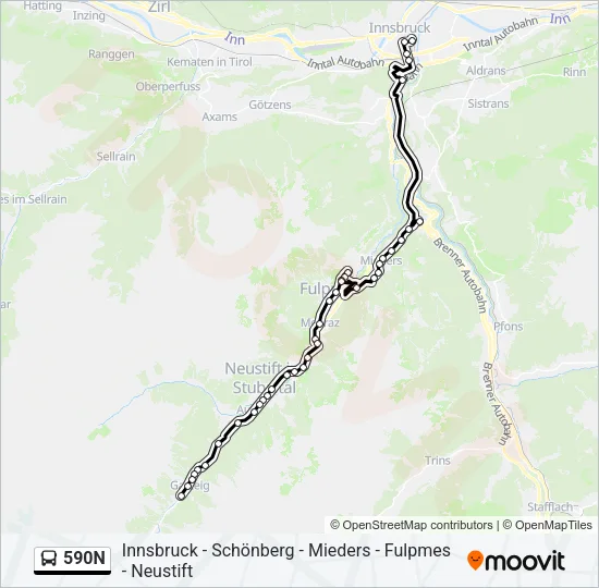 590N Bus Line Map