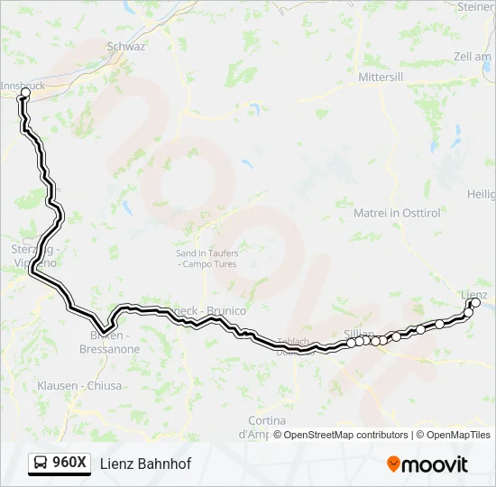 960X Bus Line Map