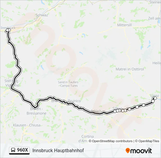 960X Bus Line Map