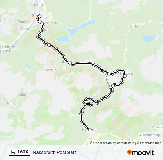 160X Bus Line Map