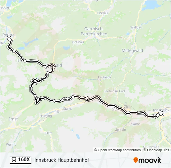 160X Bus Line Map