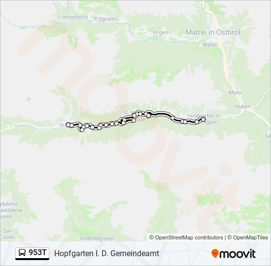 Buslinie 953T Karte