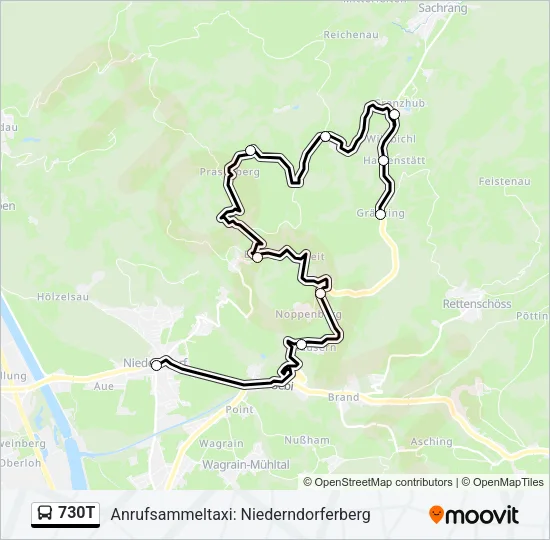 730T Bus Line Map