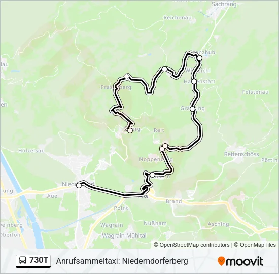 730T Bus Line Map