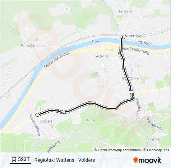 523T Bus Line Map