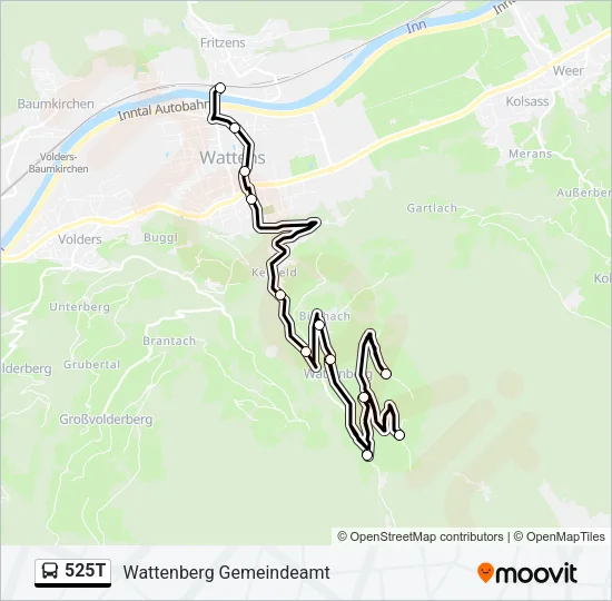 525T Bus Line Map