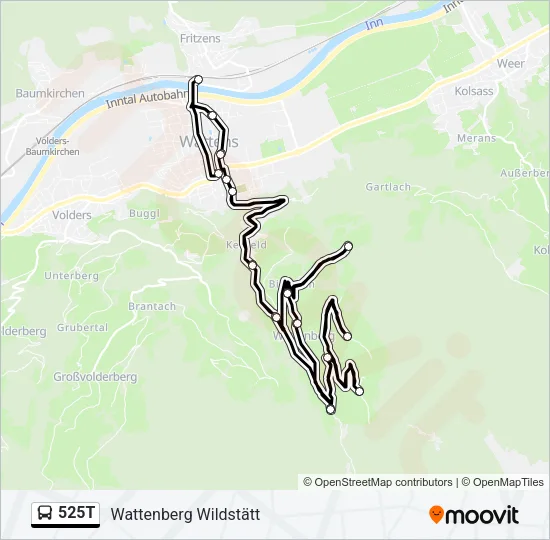 525T Bus Line Map