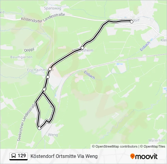 129 Route: Schedules, Stops & Maps - Köstendorf Ortsmitte Via Weng ...