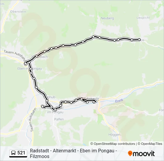 521 Bus Line Map
