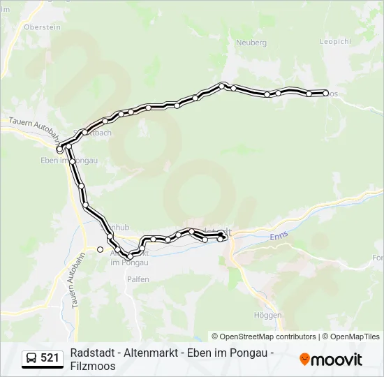 521 Bus Line Map