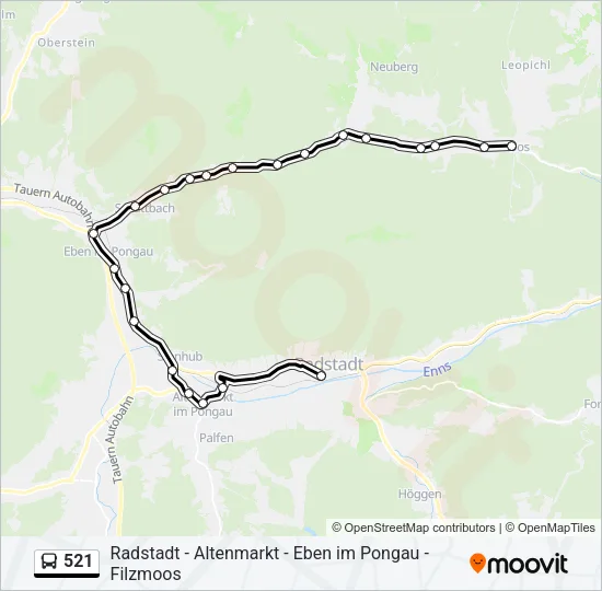 521 Bus Line Map