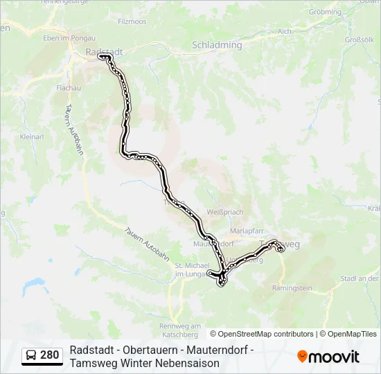 280 Bus Line Map
