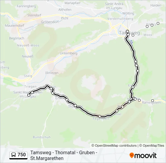 750 Bus Line Map