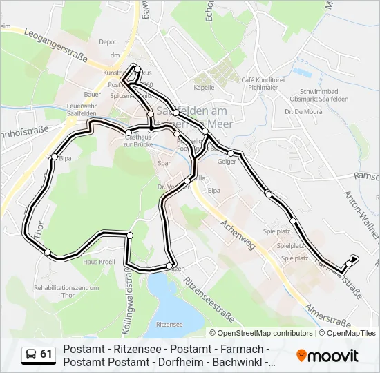 61 Bus Line Map