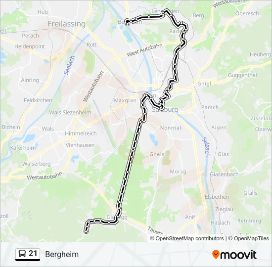 21 Bus Line Map