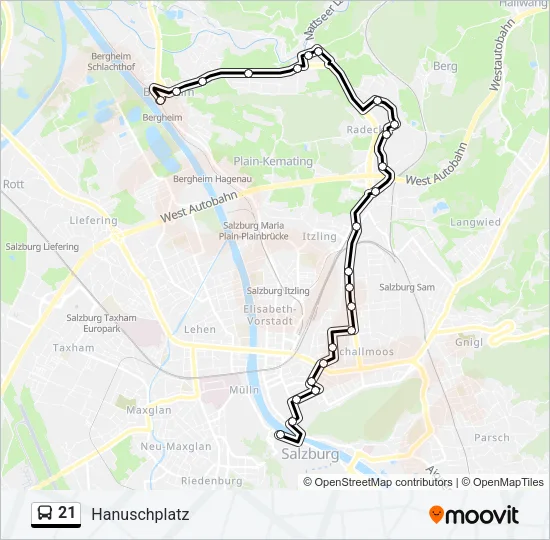 21 Bus Line Map