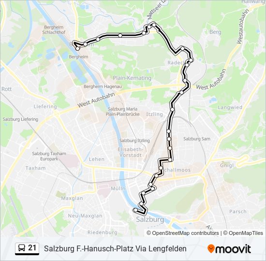 21 bus Line Map