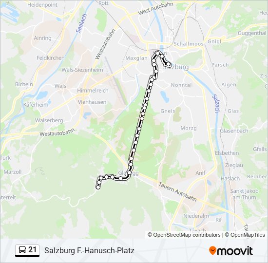 21 bus Line Map