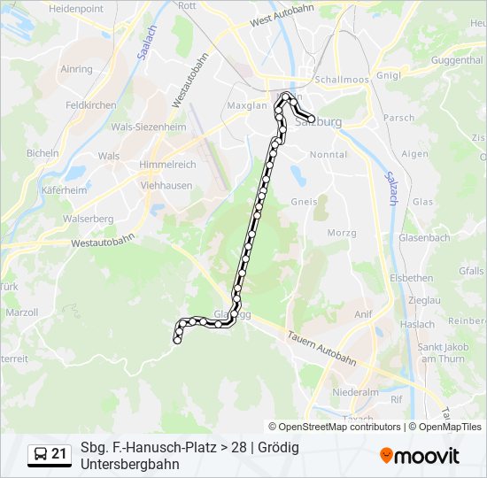 21 bus Line Map