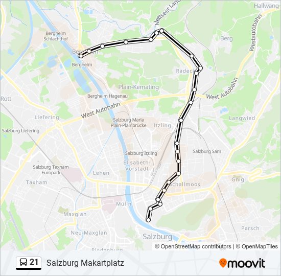 21 bus Line Map