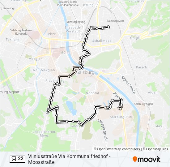 22 bus Line Map